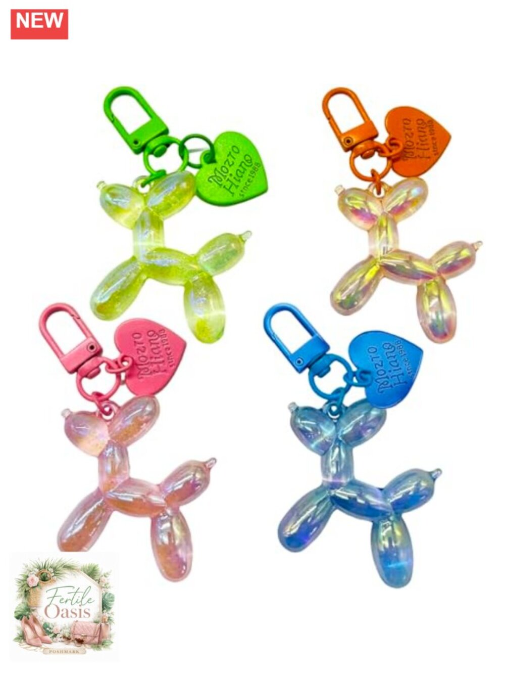 Jelly Star Balloon Dog Keychain, Cute Epoxy Resin Bag Charm for Backpack,